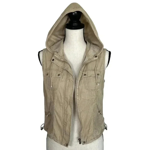 Vtg 90s Hoodie VEST Corduroy Y2K Skater GorpCore Sz S Sleeveless Zip Up UNIONBAY - Picture 1 of 15